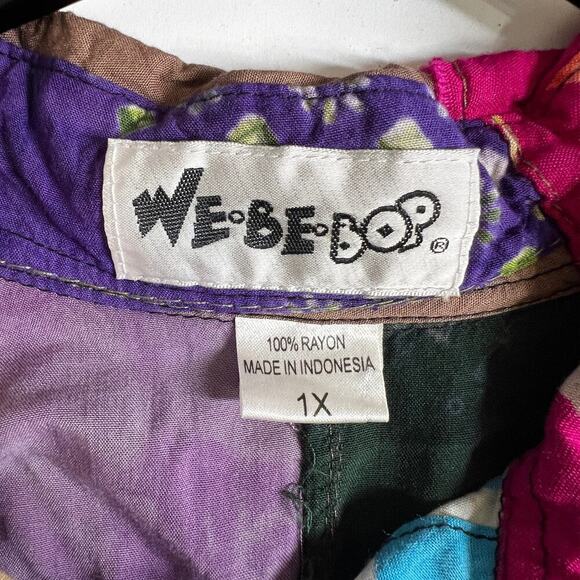 Vintage 80's Patchwork Webebop Plus Size 1X Oversized Top Blouse - Picture 5 of 5